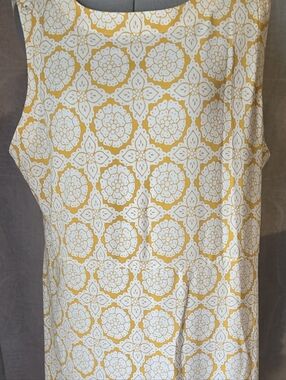 Yellow and White Patterned Sleeveless Tank Dress